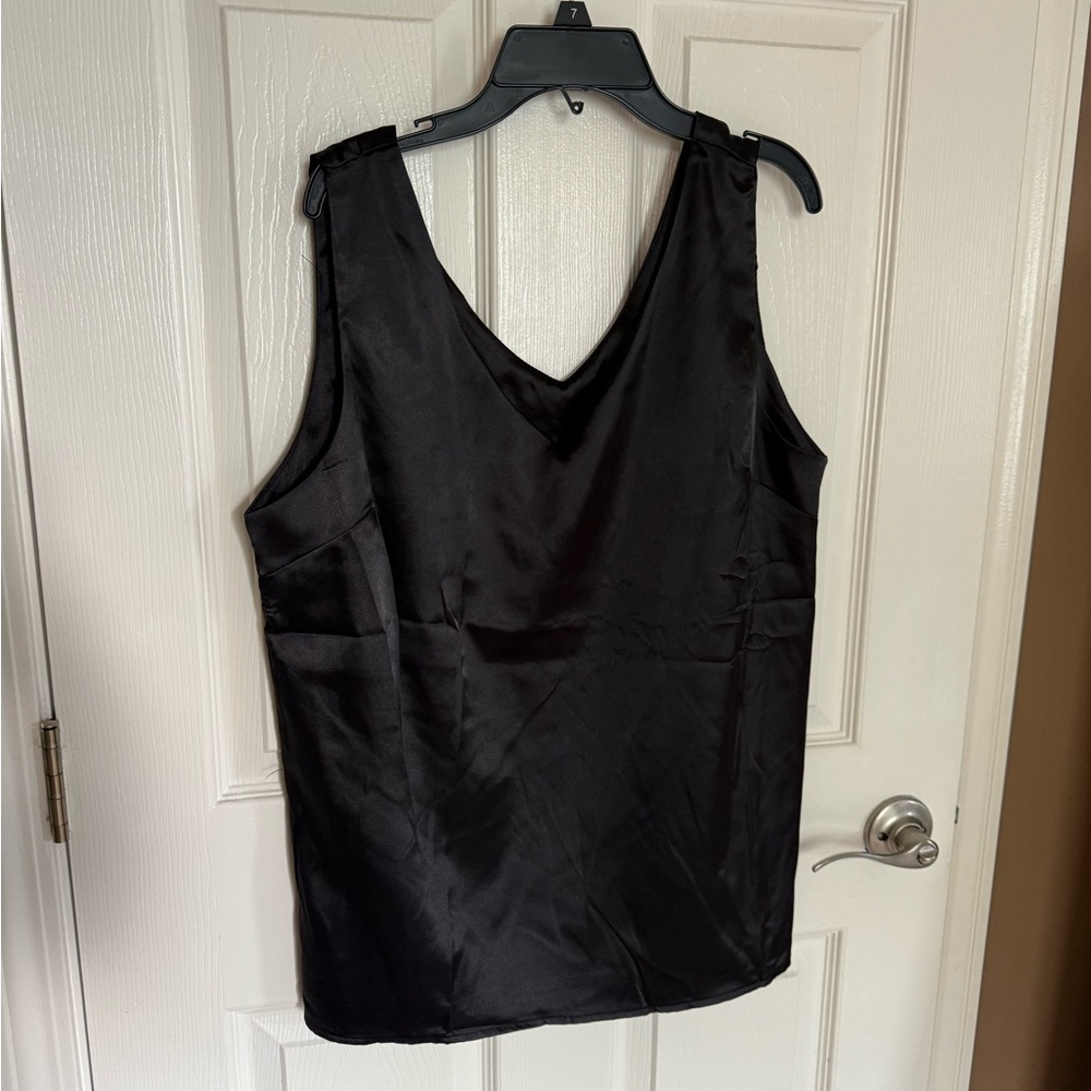 Black Satin Sleeveless Top